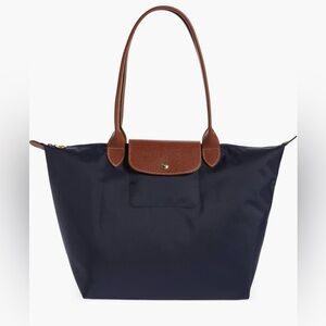 Large Longchamp Le Pliage nylon tote in navy